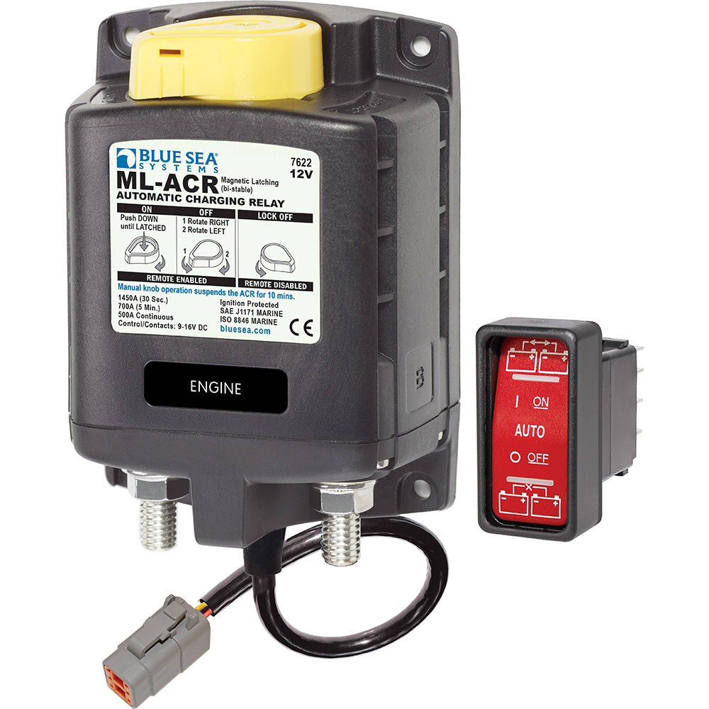 Blue Sea Systems Blue Sea 7622100 ML ACR Charging Relay 12V 500A w/Manual Control & Deutsch Connector — marine battery management