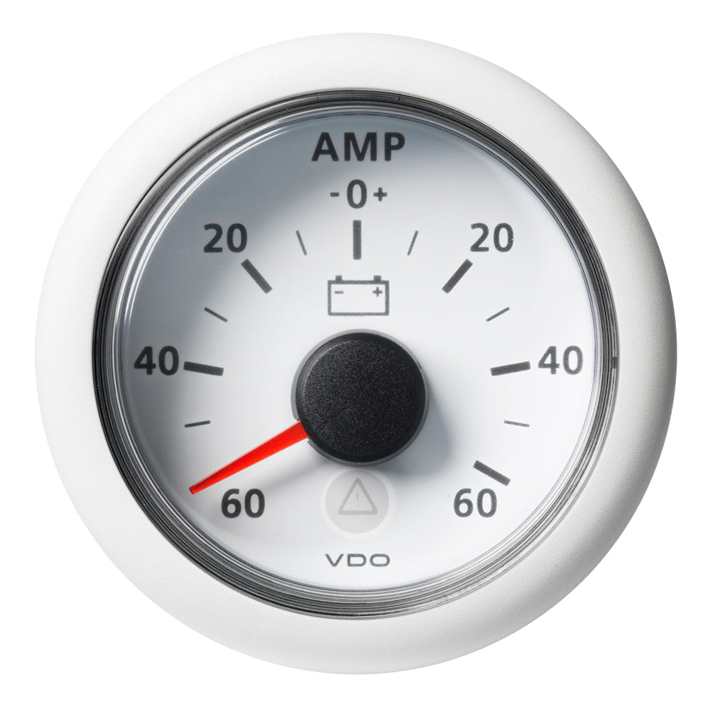 Veratron 52MM (2-1/16") ViewLine Battery Status Gauge -60/+60AMP - White Dial & Bezel — marine gauges