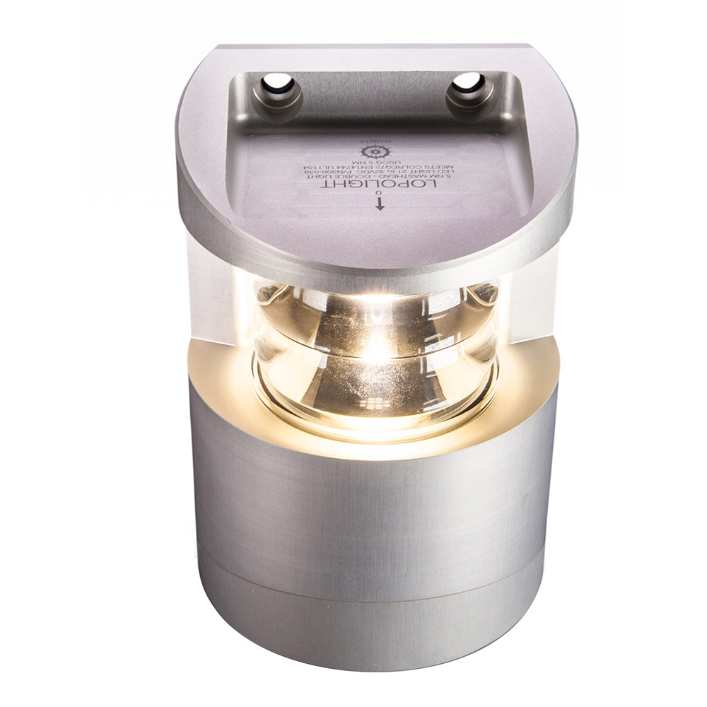 Lopolight Series 300-039 - Double Stacked Masthead Light - 5NM - Vertical Mount - White - Silver Housing — marine navigation lights