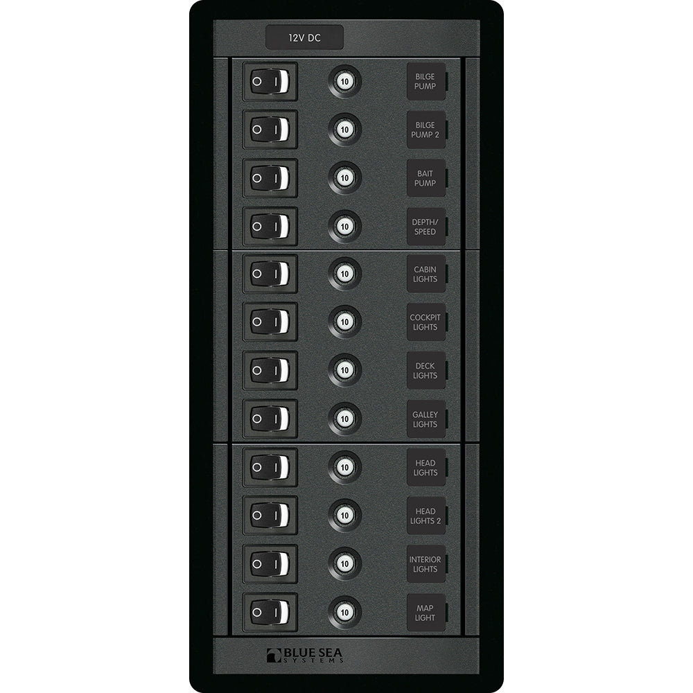 Blue Sea Systems Blue Sea 1461 12 Position Circuit Breaker Panel - 12V - 120A — marine electrical panels