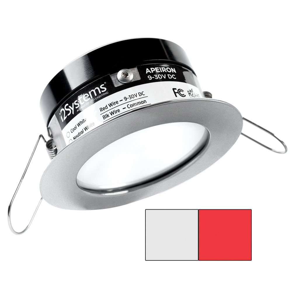 I2Systems Inc i2Systems Apeiron PRO A503 - 3W Spring Mount Light - Round - Cool White & Red - Brushed Nickel Finish — marine dome/down lights