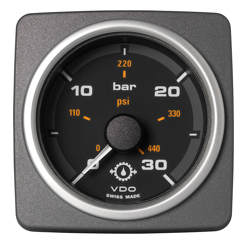 Veratron 52 MM (2-1/16") AcquaLink Transmission Oil Pressure 30 Bar/440 PSI - Black Dial & Bezel — marine gauges