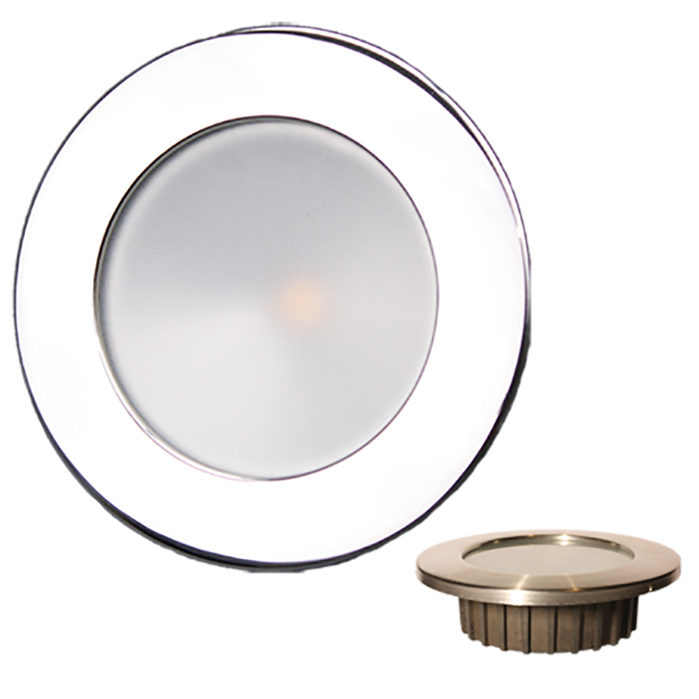 Lunasea Lighting Lunasea “ZERO EMI” Recessed 3.5” LED Light - Warm White, Red w/Polished Stainless Steel Bezel - 12VDC — marine interior / courtesy light
