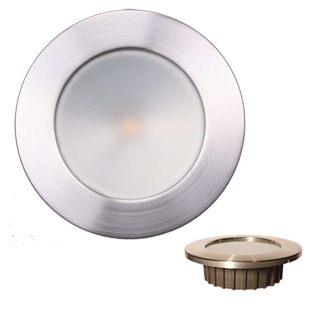 Lunasea Lighting Lunasea “ZERO EMI” Recessed 3.5” LED Light - Warm White, Blue w/Brushed Stainless Steel Bezel - 12VDC — marine interior / courtesy light
