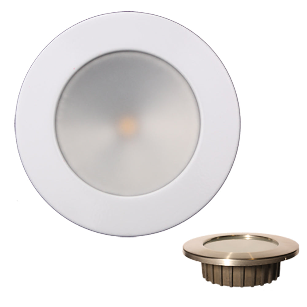 Lunasea Lighting Lunasea “ZERO EMI” Recessed 3.5” LED Light - Warm White, Red w/White Stainless Steel Bezel - 12VDC — marine interior / courtesy light