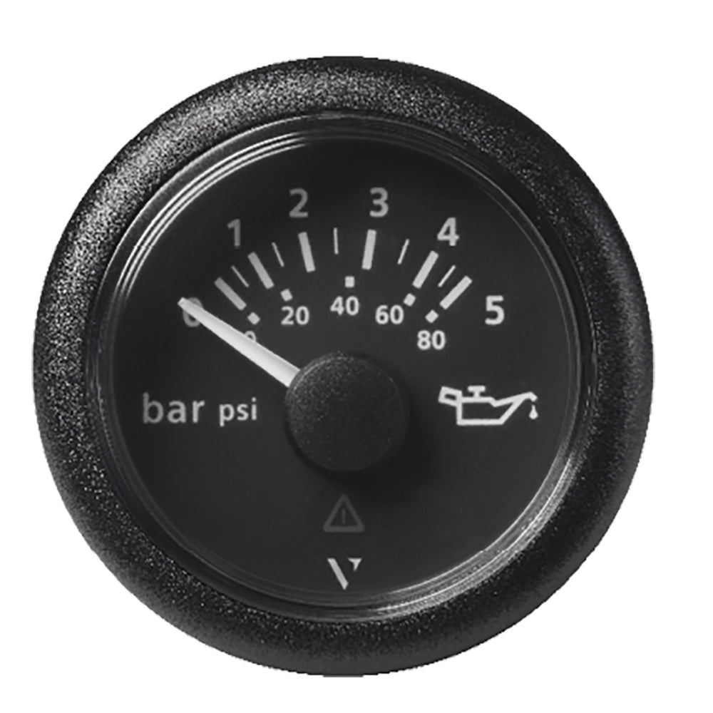 Veratron 52 MM (2-1/16") ViewLine Oil Pressure Gauge 5 Bar/80 PSI - Black Dial & Round Bezel — marine gauges