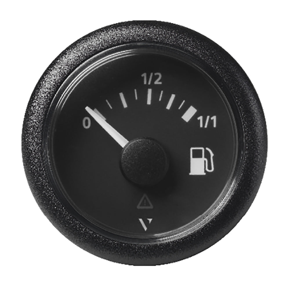 Veratron 52mm (2-1/16") ViewLine Fuel Tank Level Gauge - 0 to 1/1 - Black Dial & Round Bezel — marine gauges