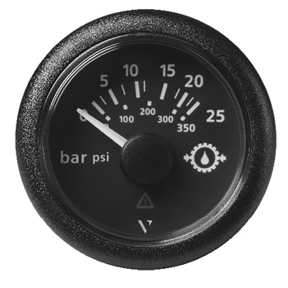 Veratron 52MM (2-1/16") ViewLine Transmission Oil Pressure 25 Bar/350 PSI - Black Dial & Round Bezel — marine gauges