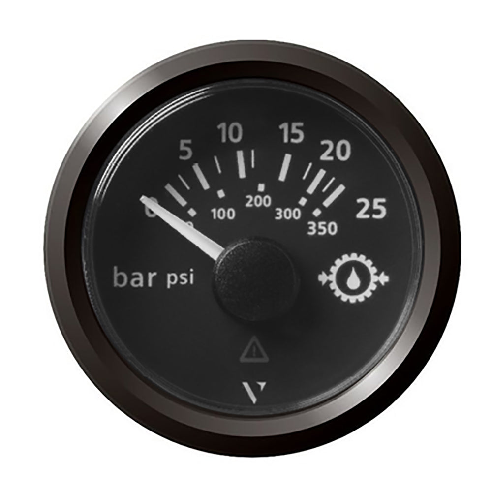 Veratron 52MM (2-1/16") ViewLine Transmission Oil Pressure 25 Bar/350 PSI - Black Dial & Triangular Bezel — marine gauges
