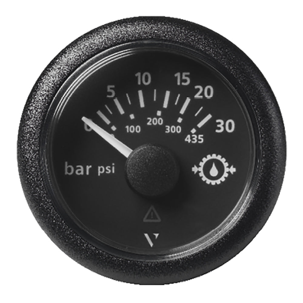 Veratron 52MM (2-1/16") ViewLine Transmission Oil Pressure 30 Bar/435 PSI - Black Dial & Round Bezel — marine gauges