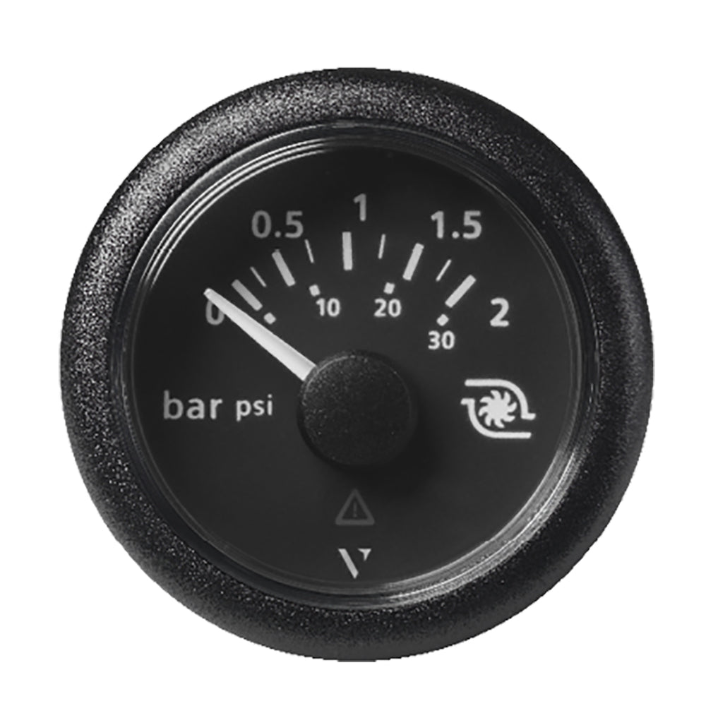 Veratron 52MM (2-1/16") ViewLine Boost Pressure Gauge 2 Bar/30 PSI - Black Dial & Round Bezel — marine gauges