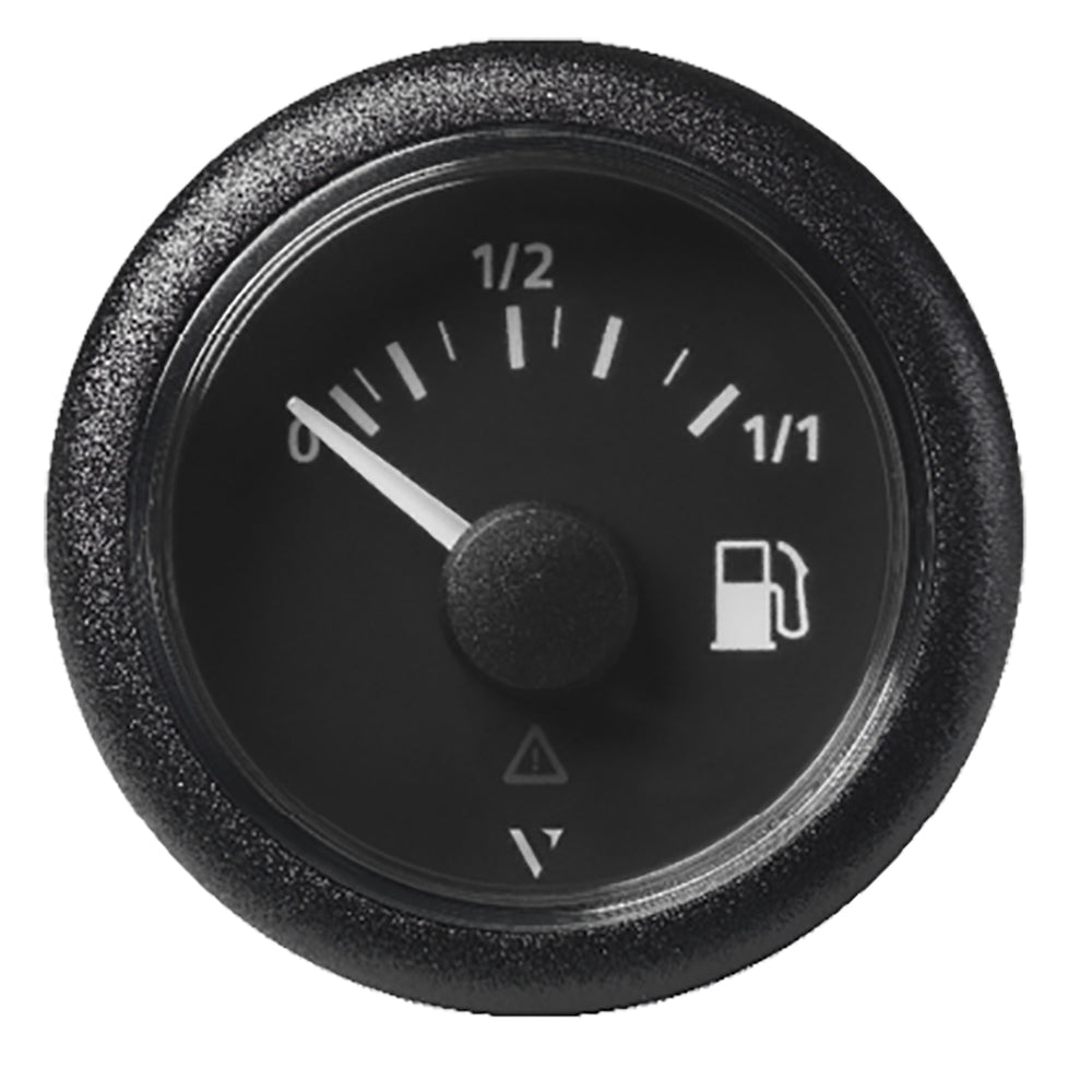Veratron 52MM (2-1/16") ViewLine Fuel Level Gauge 0-1/1 - 3 to 180 OHM - Black Dial & Round Bezel — marine gauges