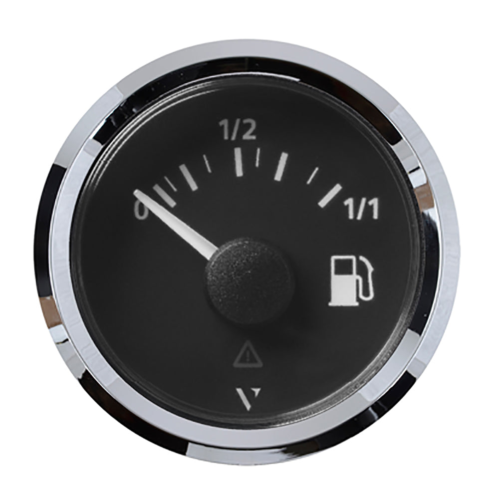 Veratron 52MM (2-1/16") ViewLine Fuel Level Gauge 0-1/1 - 3-180 OHM - Black Dial & Chrome Triangular Bezel — marine gauges