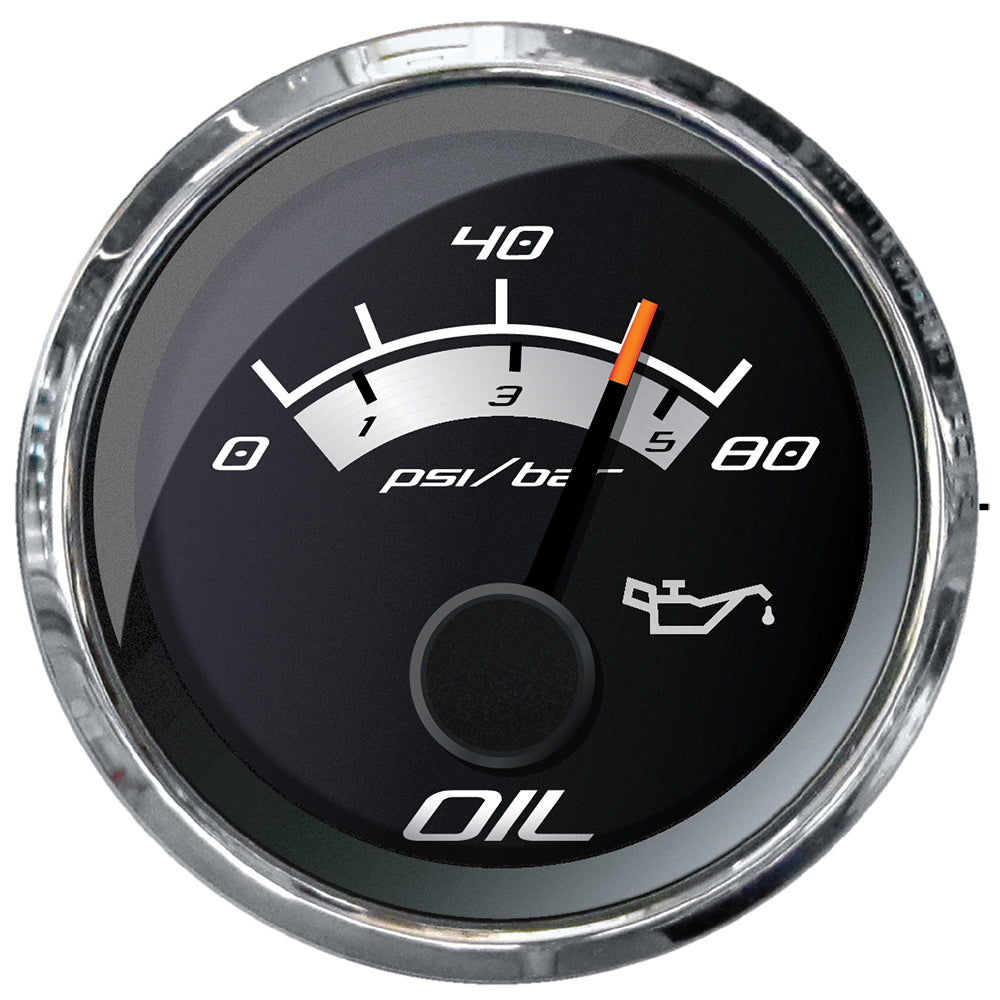 Faria Beede Instruments Faria Platinum 2" Oil Pressure Gauge - 80 PSI — marine gauges