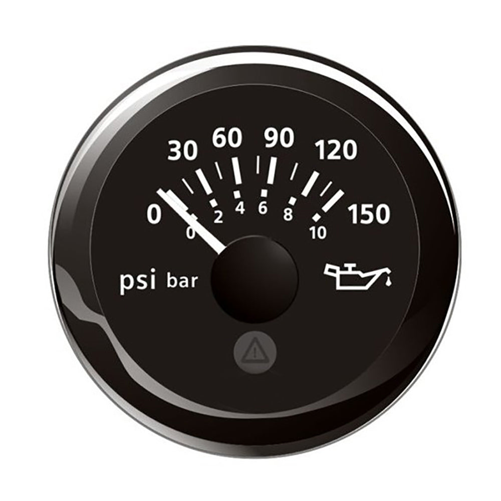 Veratron 52MM (2-1/16") ViewLine Oil Pressure Indicator 0 to 150 PSI - Black Dial & Round Bezel — marine gauges