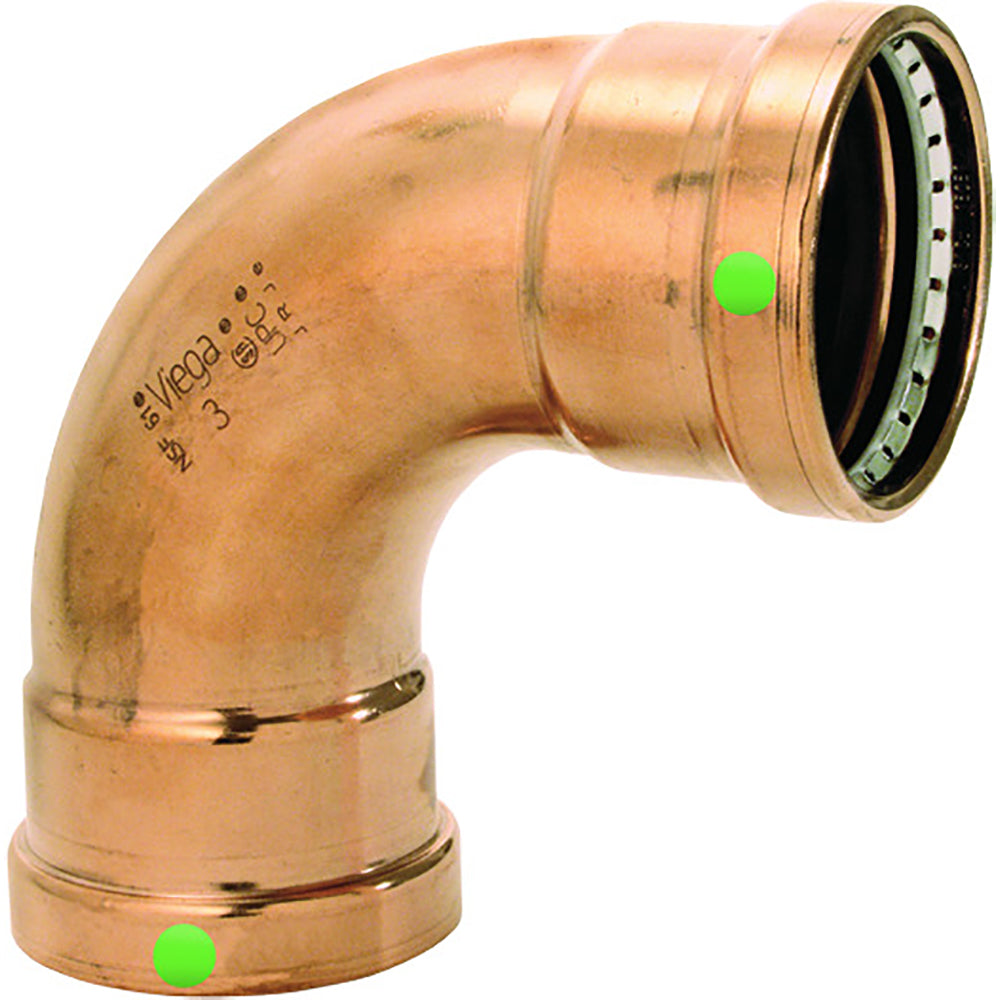 Viega ProPress 2-1/2" - 90° Copper Elbow - Double Press Connection - Smart Connect Technology — marine fittings
