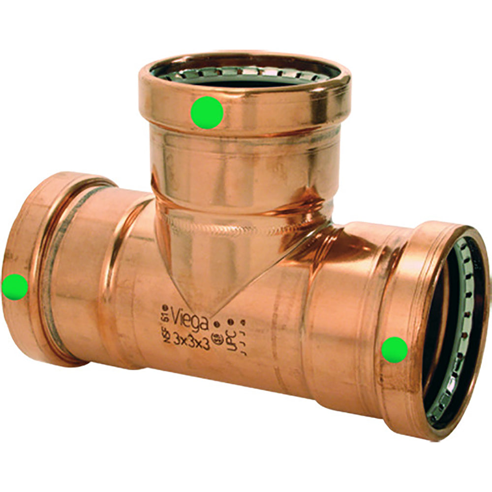 Viega ProPress 2-1/2" Copper Tee - Triple Press Connection - Smart Connect Technology — marine fittings
