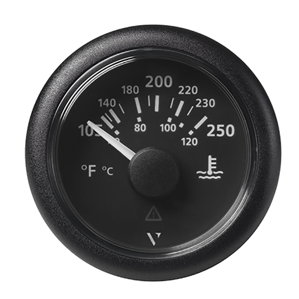 Veratron 52MM (2-1/16") ViewLine Water Temperature Gauge - 100-250°F - Black Dial & Bezel — marine gauges