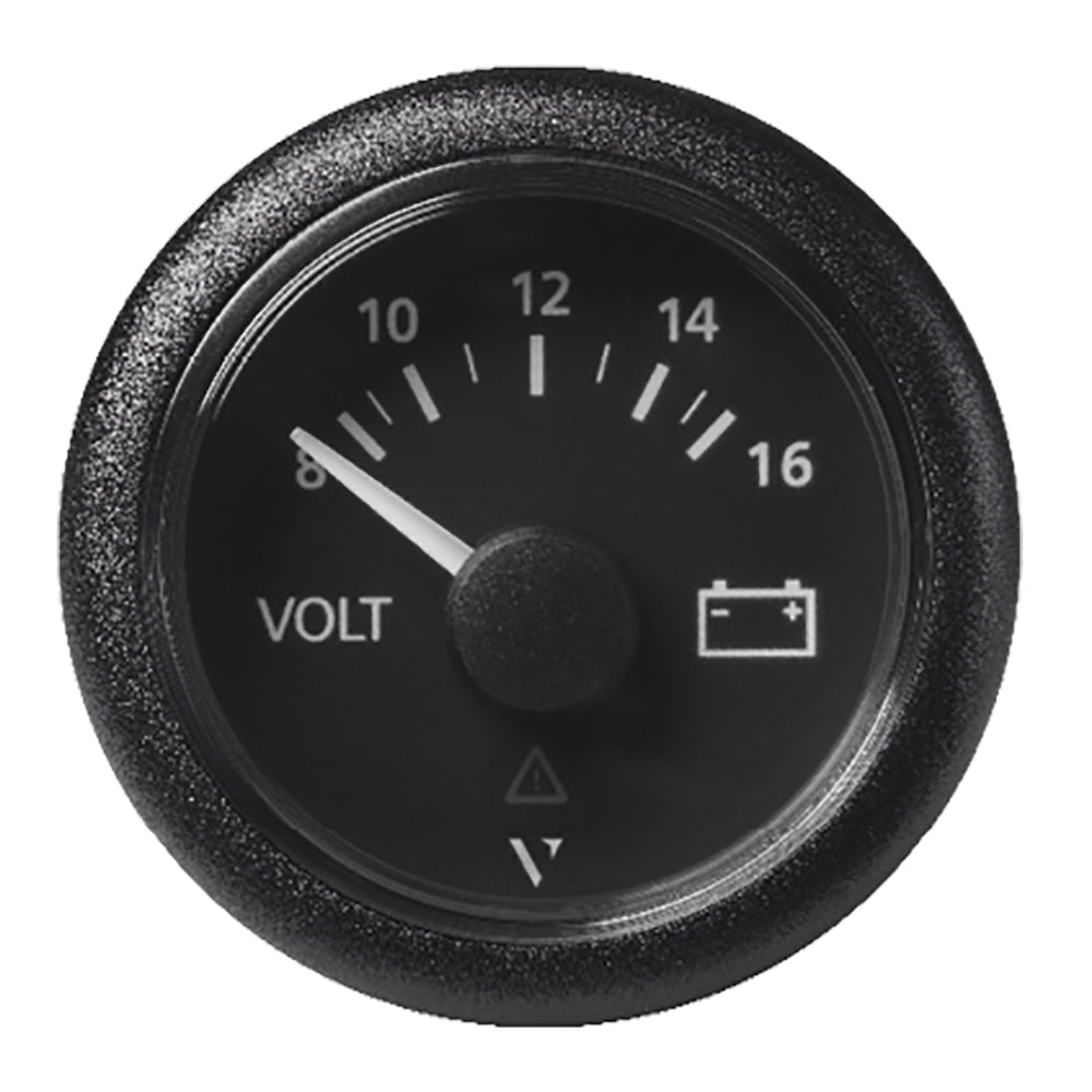 Veratron 52 MM (2-1/16") ViewLine Voltmeter - 8 to16V - Black Dial & Bezel — marine gauges