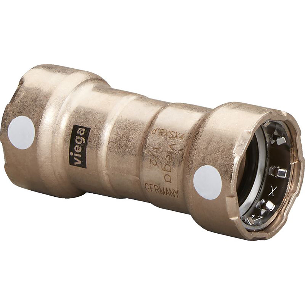 Viega MegaPress 1" Copper Nickel Coupling w/Stop Double Press Connection - Smart Connect Technology — marine fittings