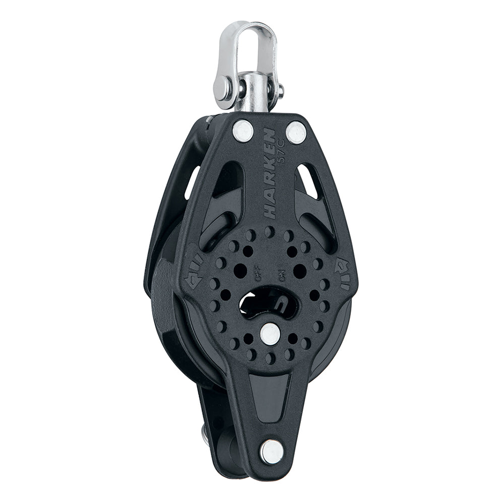 Harken 57mm Carbo Single Ratchet Block w/Swivel & Becket — marine blocks