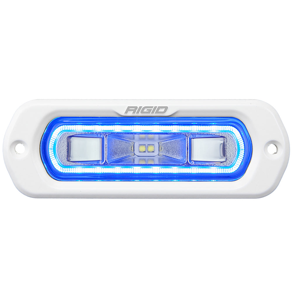 RIGID Industries SR-L Series Marine Spreader Light - White Flush Mount - White Light w/Blue Halo — marine flood/spreader lights
