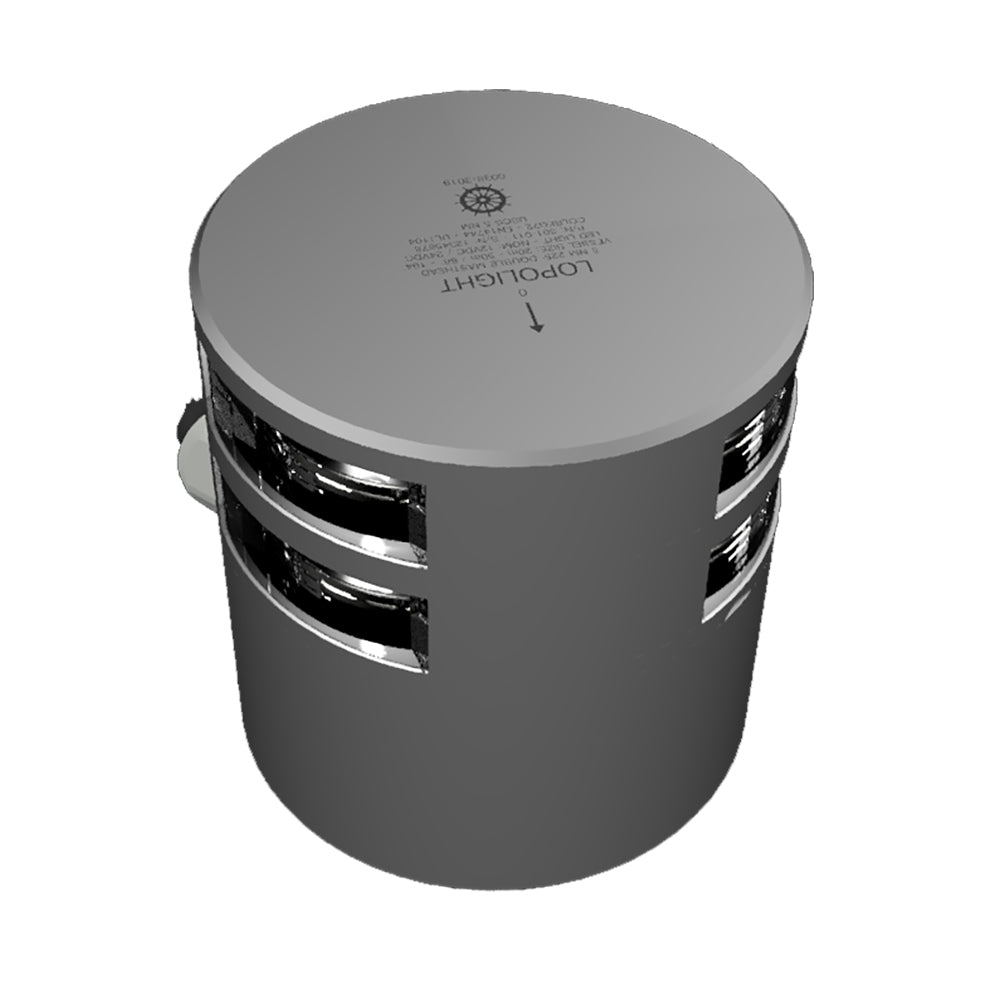 Lopolight Series 301-011 - Double Stacked Masthead Light - 5NM - Horizontal Mount - White - Silver Housing — marine navigation lights