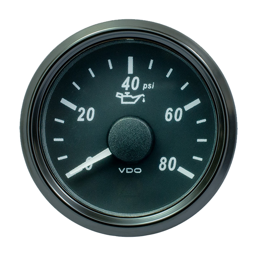 VDO SingleViu 52mm (2-1/16") Oil Pressure Gauge - 80 PSI - 0-180 Ohm — marine gauges