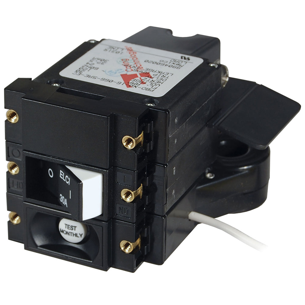 Blue Sea Systems Blue Sea A-Series ELCI Main Circuit Breaker - Double Pole 120V AC 30A - Flat Rocker — marine circuit breakers