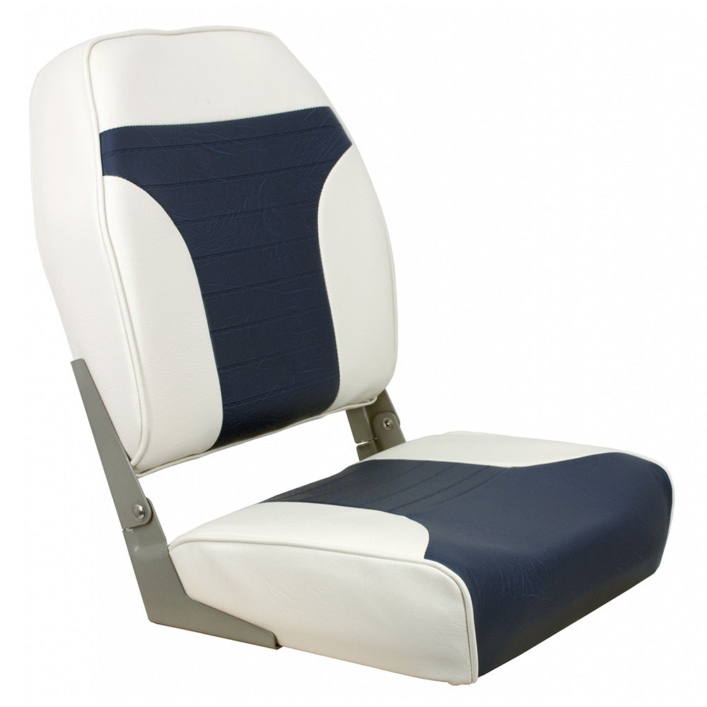 Springfield Marine Springfield High Back Multi-Color Folding Seat - White/Blue — marine seating