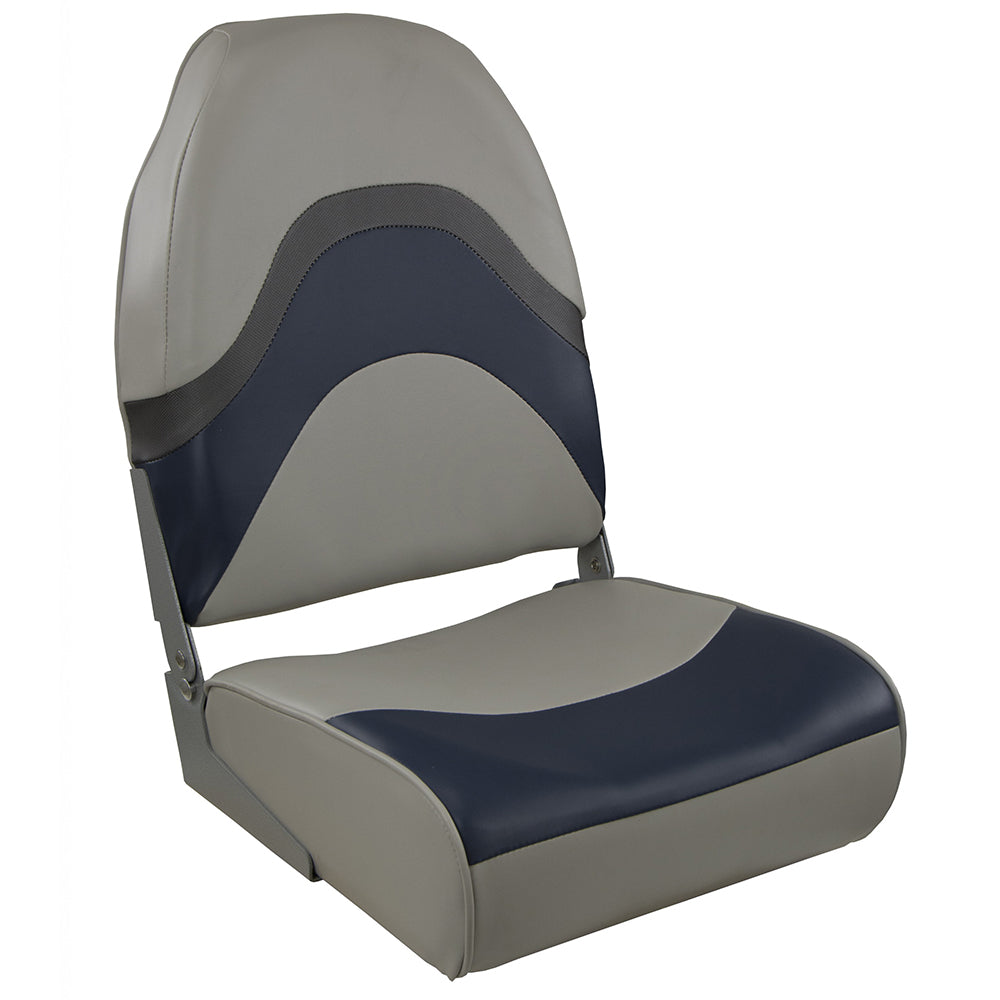 Springfield Marine Springfield Premium Wave Folding Seat - Grey/Blue w/Meteor Stripe — marine seating