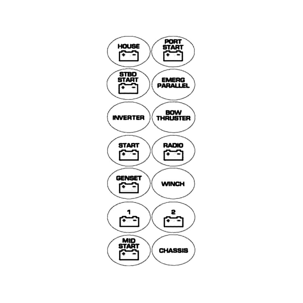 BEP Marine BEP Battery Switch Label Sheet — marine battery management