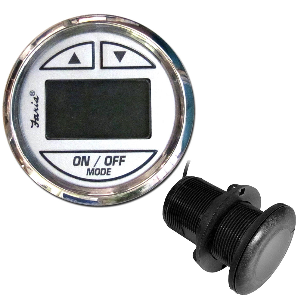 Faria Beede Instruments Faria Chesapeake White SS 2" Depth Sounder w/Thru-Hull Transducer — marine gauges