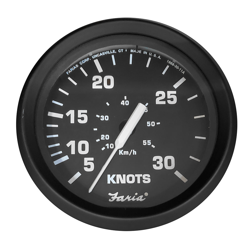 Faria Beede Instruments Faria Euro Black 4" Speedometer - 30 Knot (Pitot) — marine gauges