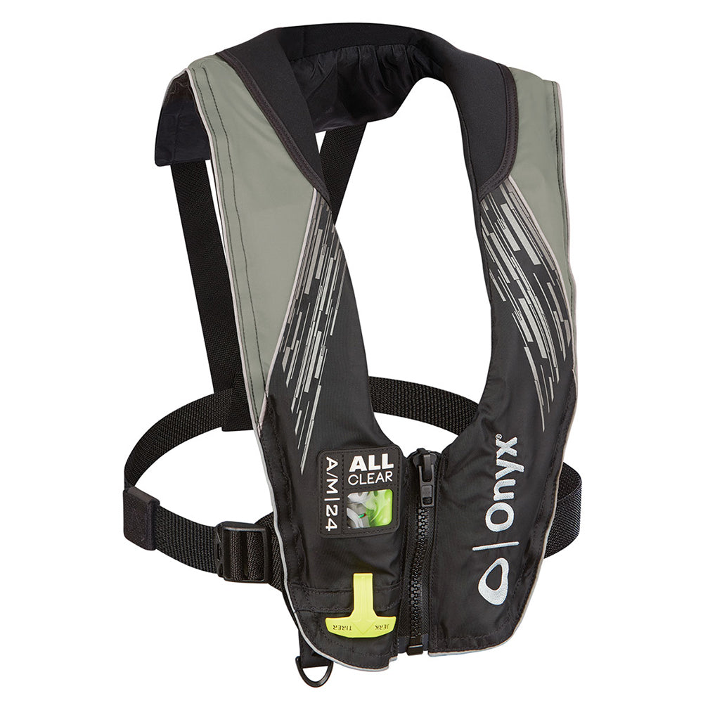 Onyx Outdoor Onyx A/M-24 Series All Clear Automatic/Manual Inflatable Life Jacket - Grey - Adult — marine personal flotation devices