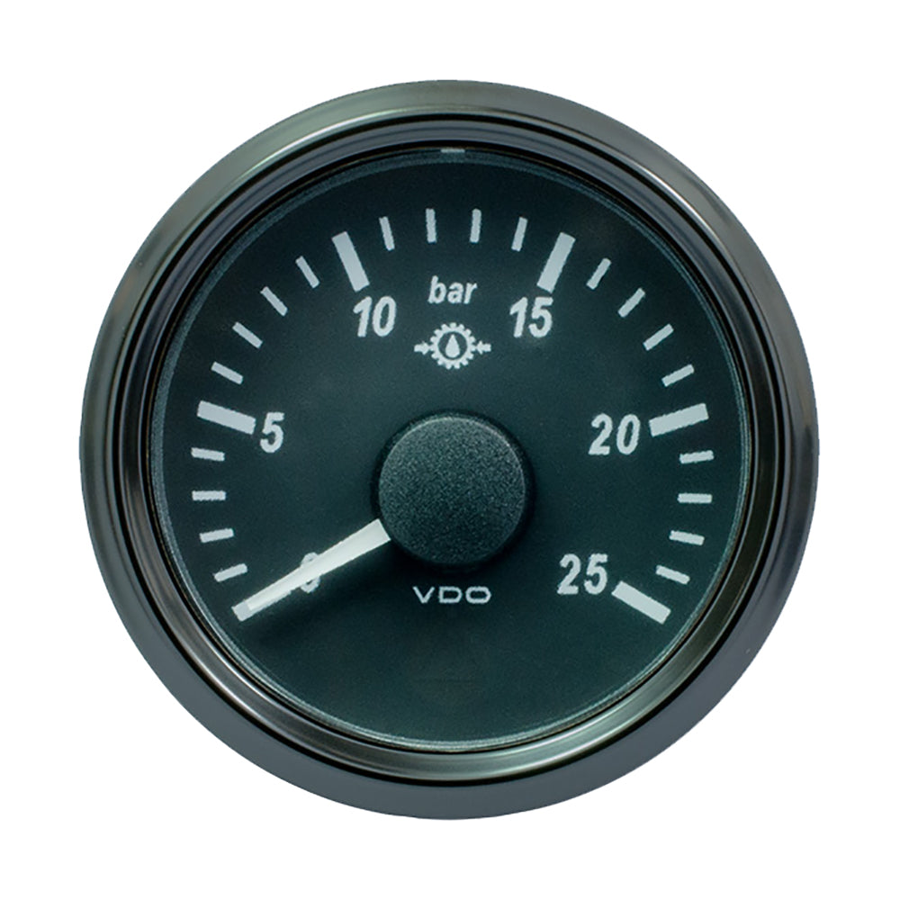 VDO SingleViu 52mm (2-1/16") Gear Oil Pressure Gauge - 25 Bar - 0-180 Ohm — marine gauges