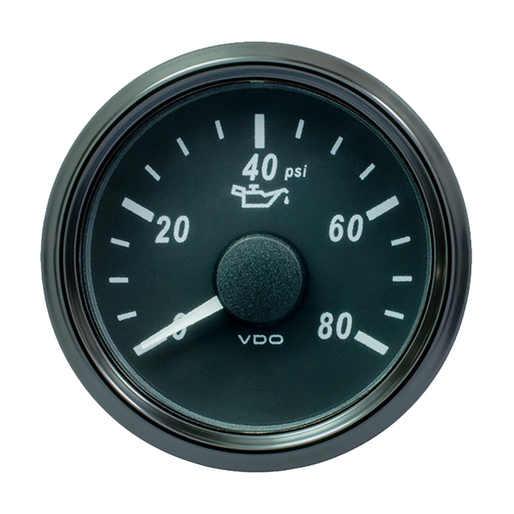 VDO SingleViu 52mm (2-1/16") Oil Pressure Gauge - 80 PSI - 240-33 Ohm — marine gauges