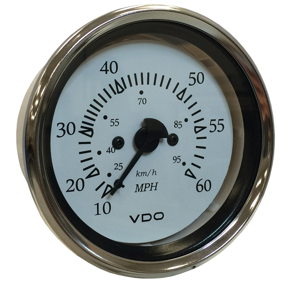 VDO Cockpit Marine 85MM (3-3/8") Pitot Speedometer - 0 to 60 MPH - White Dial/Chrome Bezel — marine gauges
