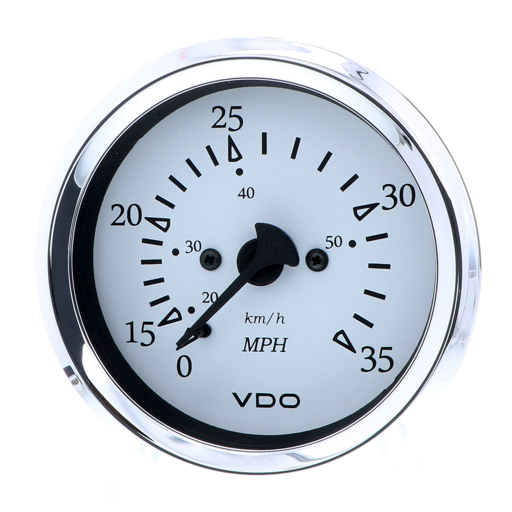 VDO Cockpit Marine 85MM (3-3/8") Pitot Speedometer - 0 to 35 MPH - White Dial/Chrome Bezel — marine gauges