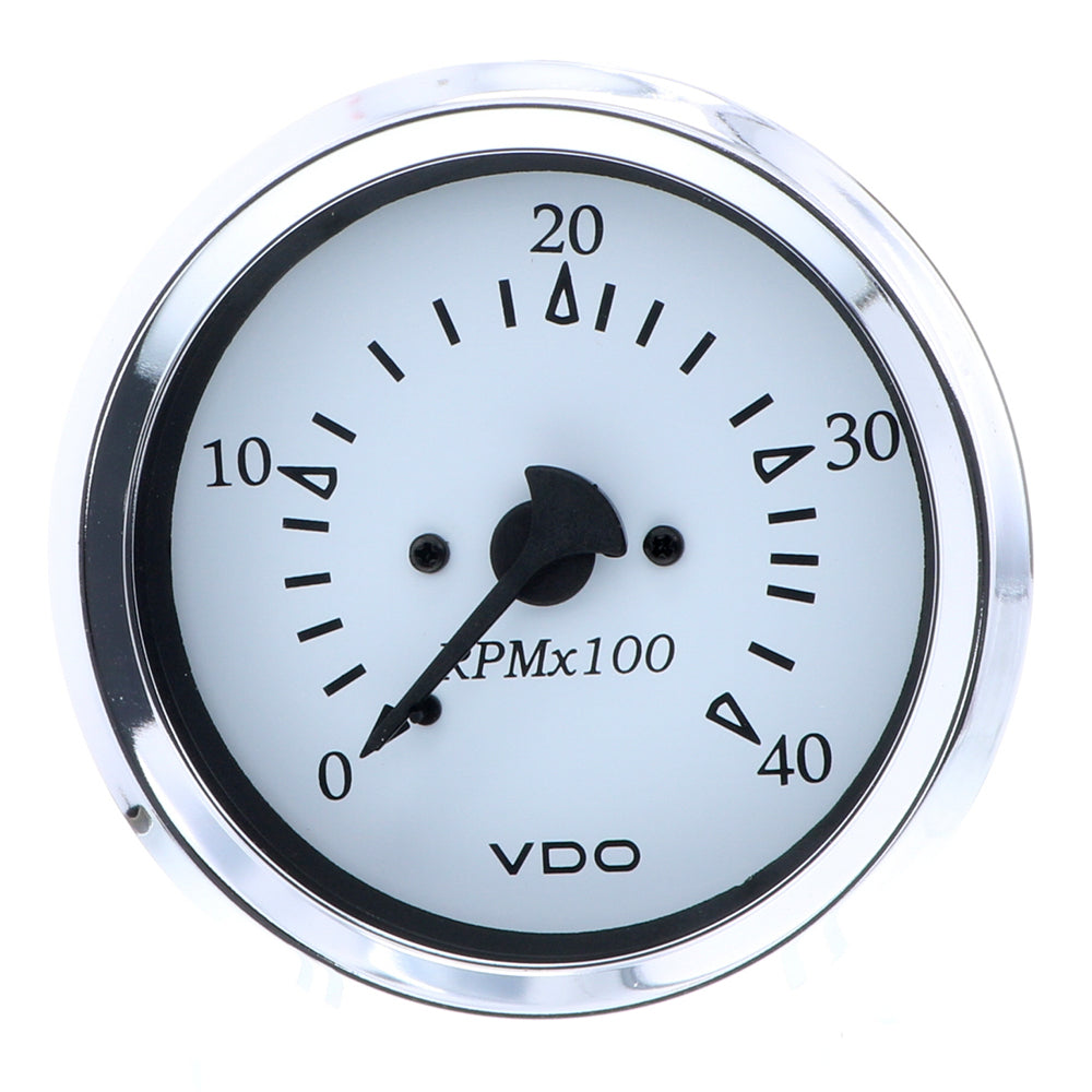 VDO Cockpit Marine 85MM (3-3/8") Diesel Tachometer - 4000 RPM - White Dial/Chrome Bezel — marine gauges