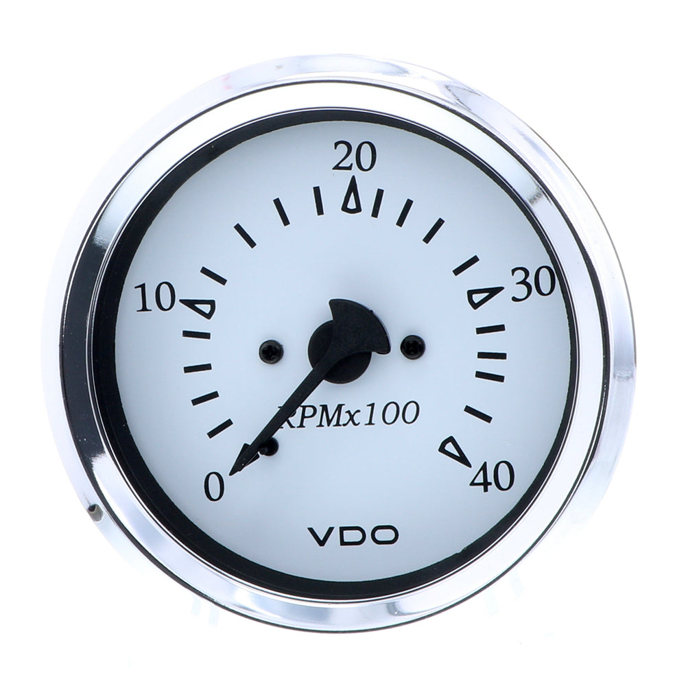 VDO Cockpit Marine 85MM (3-3/8") Diesel Tachometer - Alternator Input - White Dial/Chrome Bezel — marine gauges