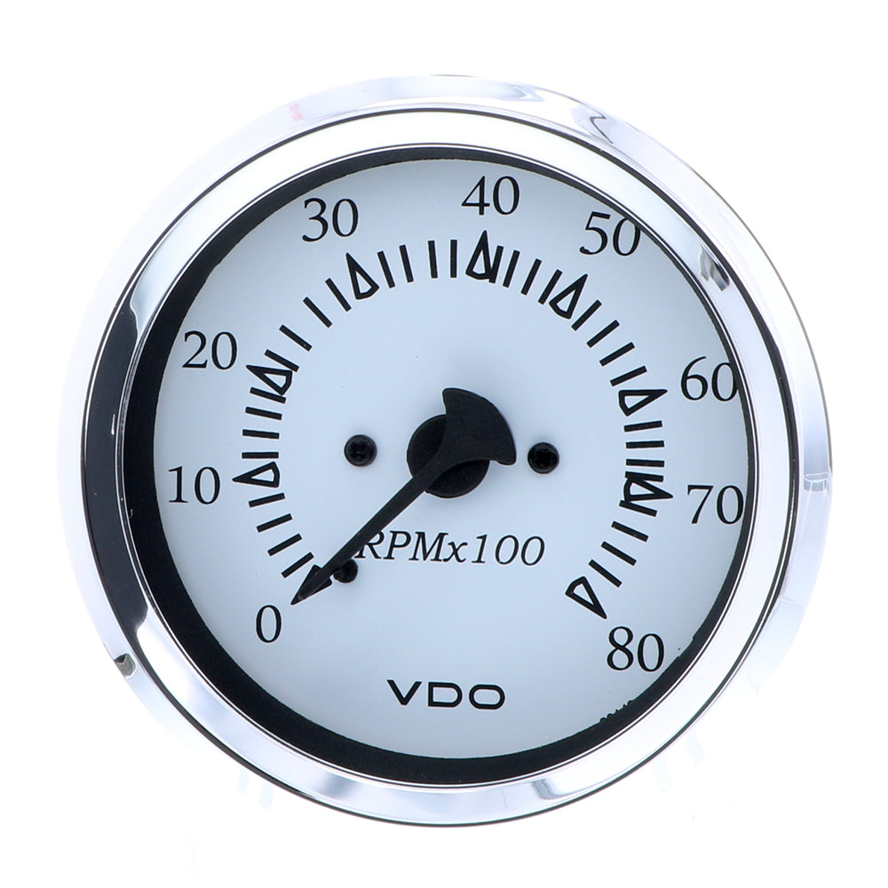 VDO Cockpit Marine 85MM (3-3/8") Outboard Tachometer - White Dial/Chrome Bezel — marine gauges