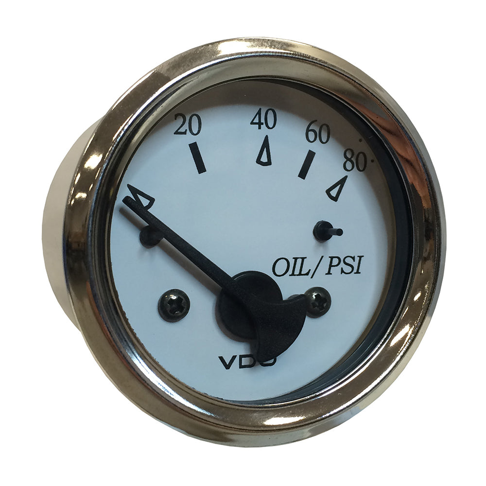 VDO Cockpit Marine 52MM (2-1/16") Oil Pressure Gauge - White Dial/Chrome Bezel — marine gauges