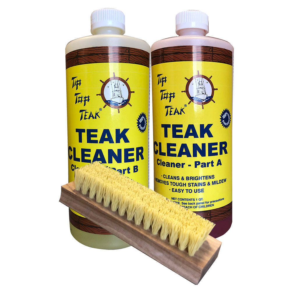 Tip Top Teak Cleaner Kit Part A & Part B w/Brush — marine teak