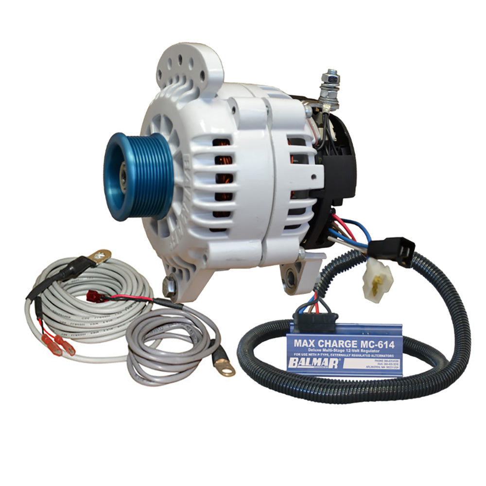 Balmar Alternator 100 AMP Kit 12V 3.15" Dual Foot Saddle J10 Pulley Regulator & Temp Sensor — marine alternators