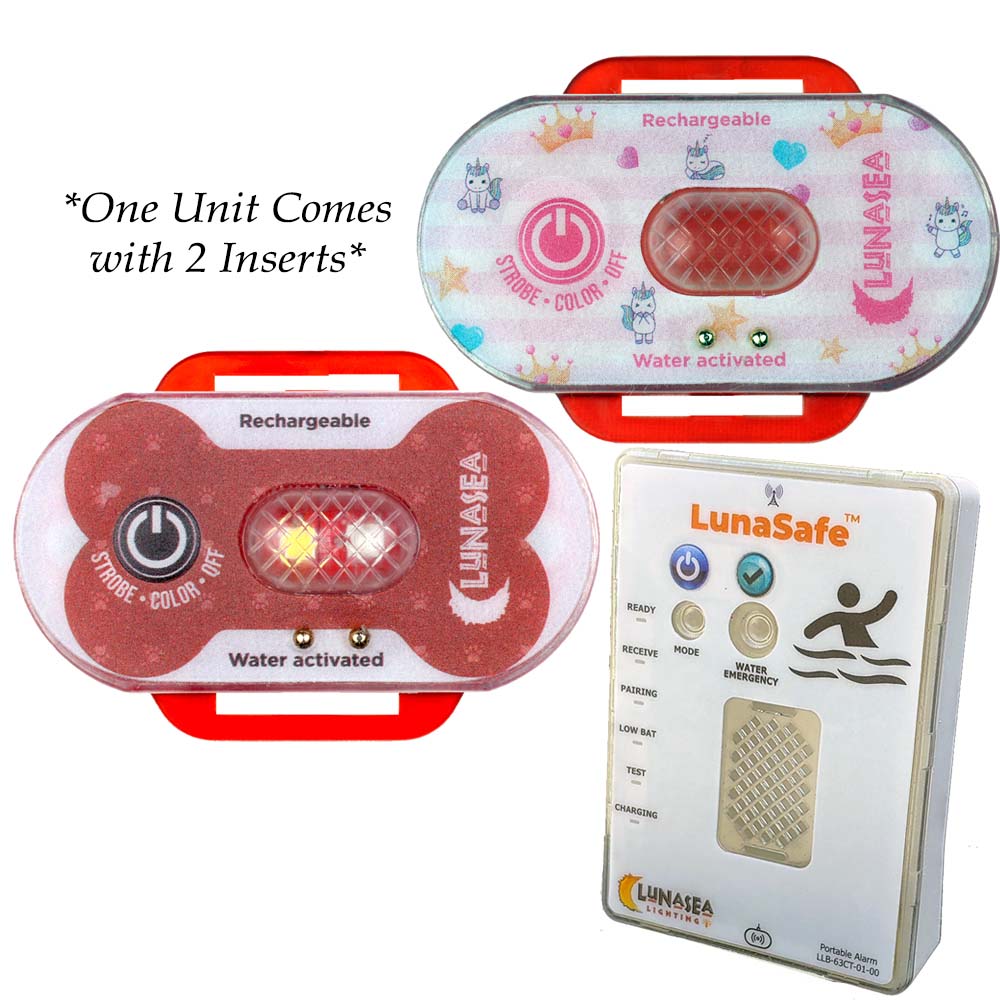Lunasea Lighting Lunasea Child/Pet Safety Water Activated Strobe Light w/RF Transmitter & Portable Audio/Visual Receiver - Red Case — marine safety lights