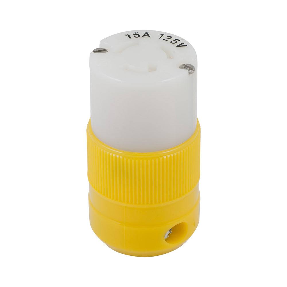Marinco Locking Connector - 15A, 125V - Yellow — marine shore power