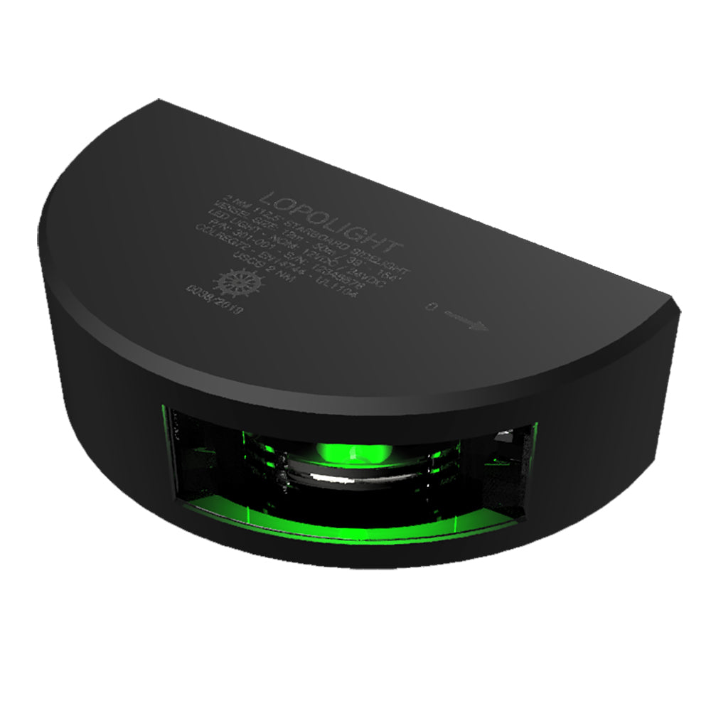 Lopolight Series 301-001 - Starboard Sidelight - 2NM - Vertical Mount - Green - Black Housing - 6M Cable — marine navigation lights