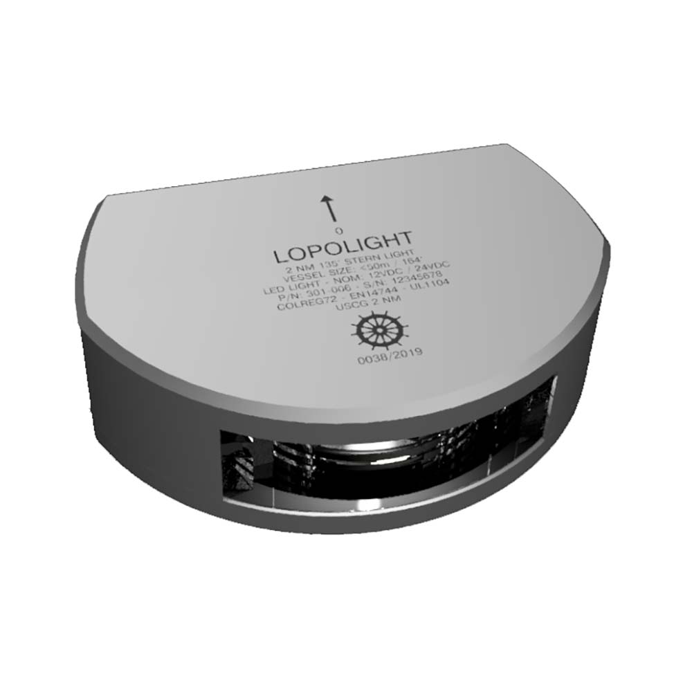 Lopolight Series 301-006 - Stern Light w/Deck Light - 2NM - Vertical Mount - White - Silver Housing — marine navigation lights