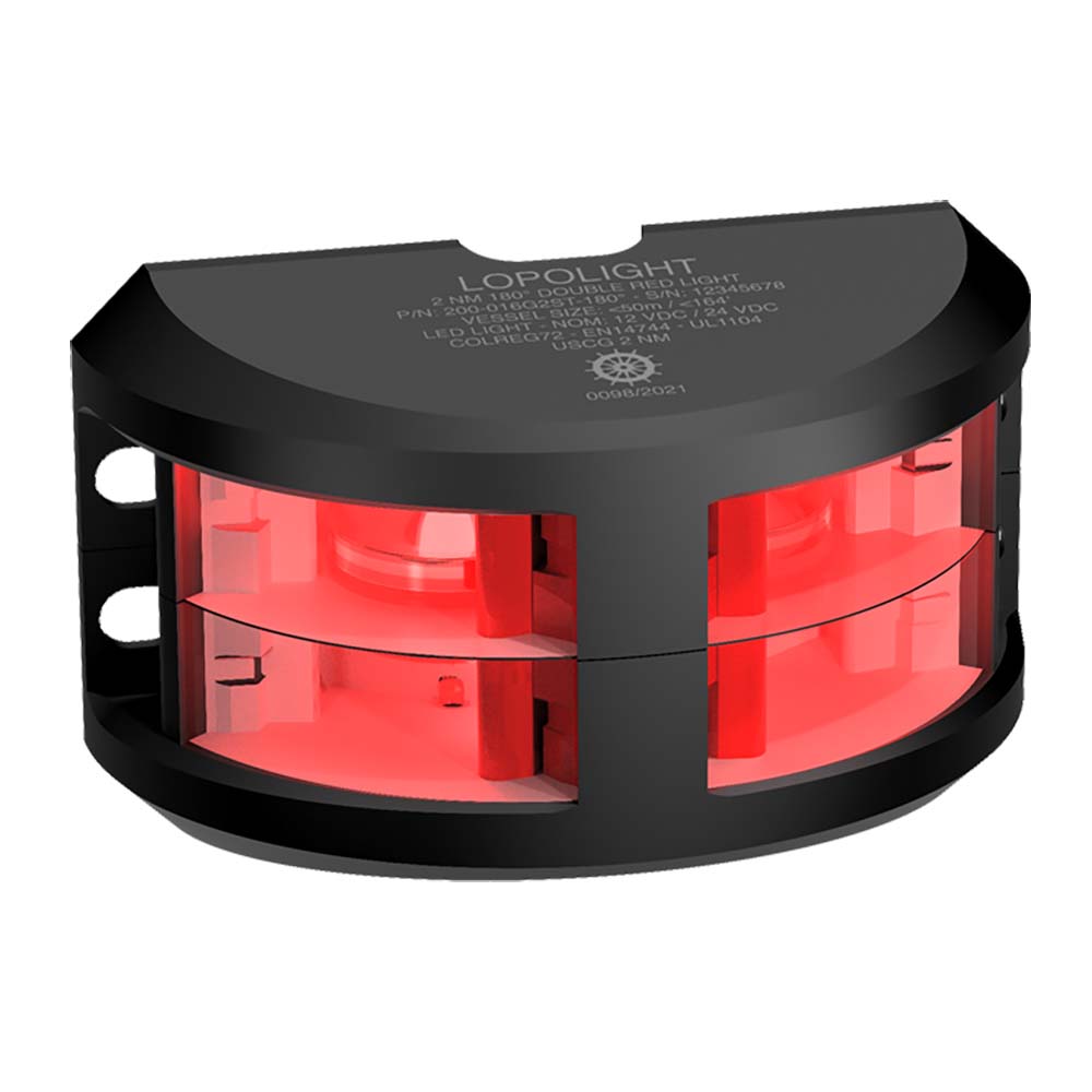 Lopolight Series 200-016 - Double Stacked Navigation Light - 2NM - Vertical Mount - Red -Black Housing — marine navigation lights